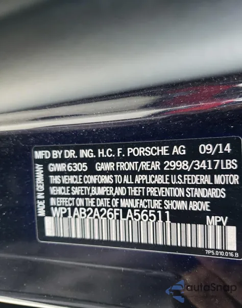 2015 Porsche Cayenne S из США, поврежденный, VIN WP1AB2A26FLA56511